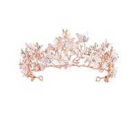 Watreketal Cerchietto per capelli, con fiore di cristallo, farfalla cava, tiara da donna, per sposa, diadema da sposa, diadema alla moda per matrimoni, compleanni, balli