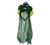 Watreketal Cerchietto per capelli, con fiore e teschio, sottile, per Halloween, con velo, alla moda, da donna, per matrimoni, feste, acconciature, copricapo leggero