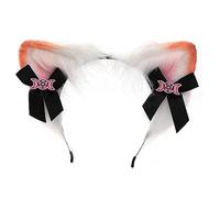 Watreketal Cerchietto per capelli con orecchie pelose da donna con papillon in peluche LolitaStyle, fascia per capelli per cosplay, feste in costume per Halloween