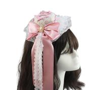Watreketal Elegante Orecchie Peluche Cappello Per Capelli Pieno Con Cappello In Pizzo Bowknot Un Unico Accessorio Halloween.