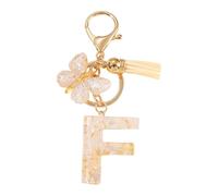 Watreketal Elegante portachiavi a forma di lettera con nappe a farfalla dettagli antiruggine in metallo misto resina pratico da trasportare essenziale portatile organizer da viaggio, F, Taglia unica