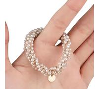 Watreketal Fascia elastica per capelli con perle di cristallo, per ragazze e signore, delicati lacci per capelli con perle di cristallo per ragazze