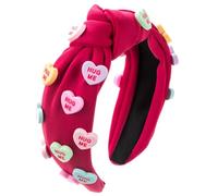 Watreketal Fascia per capelli da donna, con nodi, per San Valentino, con decorazione a cuore in resina, multiuso, per ragazze