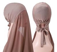 Watreketal Fascia per capelli, stile hijab pesante, con perla, in tinta unita, con corda elastica, scialli, velo per coprire la testa