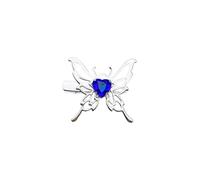 Watreketal Fermaglio per capelli in metallo a forma di farfalla, con cuore di cristallo, clip laterale per capelli sottili, stile coreano