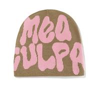 Watreketal MEA Culpa, berretto con stampa di lettere, berretti MEA Y2K, berretto con teschio, berretto lavorato a maglia, unisex, Rosa cachi, 3