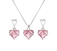 Watreketal Orecchini A Pendente A Forma Cuore Fresco Set Set Zircone Crash Girocollo Goccia Per Abbigliamento Quotidiano Gioielli