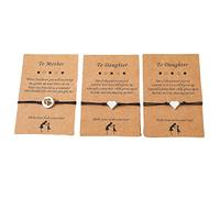 Watreketal Set di 3 braccialetti con scritta "Mother Daughter" per i desideri e la scritta "Mother Daughter" e "Love" e "Love" e "cu