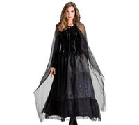 Watreketal Set di guanti con cappuccio da donna per Halloween, da sposa, per cosplay, diavolo per vampiro, set di guanti con cappuccio, set di ruolo per giocare in maschera e costumi scuri per la