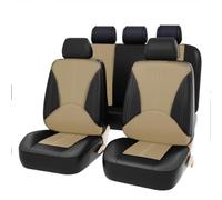 WatSKY 9Pcs Pelle Auto Set coprisedili, per Volvo XC60 XC90 XC40 XC70 S60L C30 S80 S90 V50 V60 Traspirante Antiscivolo Impermeabile Confortevole 5-Posti Protezioni Interno Accessori,B/Black Beige