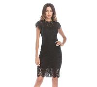 WatSKY Abito da Festa Aderente Vintage Bordeaux Abito Estivo Sexy in Pizzo Abiti Neri Elegante Abito Scollato Abito Sexy retrò Tubino Slim-Abito di Pizzo Nero-XL