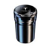 WatSKY Auto LED Posacenere,per Tesla Model 3 Model X Model S Model Y,Acciaio Inossidabile con Coperchio Portatile Sigaretta Portacenere Rimovibile Facile Pulire,D