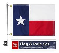 WATSY - Bandiera della barca con asta Kit 30 x 40 cm Cabina impermeabile ricamato Marine & Golf Cart Bandiere (Texas Kit 30 x 40 pollici)
