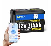 WattCycle Batteria al Litio LiFePO4 12V 314Ah 4019Wh con Bluetooth, BMS Intelligente 200A, Protezione Bassa Temperatura, 15000+ Cicli, Batteria Deep Cycle per Camper, Barca, Impianto Fotovoltaico