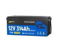 WattCycle LiFePO4 12V 314Ah, 4019Wh, 1800CCA, Batteria per Camper e Camion | Riscaldamento automatico,Protezione IP65,Doppia funzione avviamento e accumulo,Bluetooth integrato,BMS intelligente da 200A