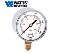 WATTS - Manometro 0-100 mbar a membrana DN 63 attacco radiale 1/4'', cassa