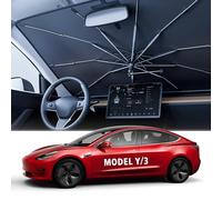 Wattstar [Aggiornato 2024] Parasole per Parabrezza Auto per Tesla Modello 3/Y [Ultima Rivestimento Nanometrico a Cristalli di Ghiaccio] Parasole per Parabrezza Auto, Protegge l'Interno e Mantiene
