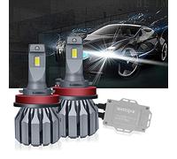 wattstar Kit conversione lampadine LED, 64W Super Bright Hi/Lo Lampada frontale con ventola, IP67 Flip Chip 9600 LM 6500K Bianco 2-Pack (6500K-S19-D-H11, S19-H11(CANBUS))