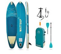 Wattsup - SUP Stand Up Paddle Gonfiabile MARLIN 12'5-378x89x15 cm, Dropstitch - Pacchetto completo: Remo 2in1, Leash, Pompa, Borsa di Trasporto - Fino a 185 kg - Blu
