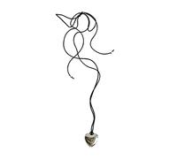 WaTudouYe Collana girocollo con ciondolo a cuore in corda nera Goth per donna Elegante catena regolabile con fiocco annodato intrecciato