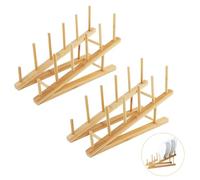 WATUNID 2 supporti per piatti in legno, 5 scomparti per piatti in bambù, da cucina, in legno, scolapiatti, scolapiatti, armadietto da cucina, organizer per riporre CD, stoviglie, libri, bicchieri da