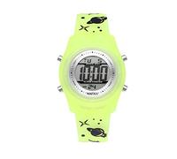 Watx - Orologio digitale per bambini, collezione Space, quadrante digitale con lunetta argentata e cinturino giallo fluo con stampa spaziale che brilla al buio 5 ATM, 38 mm, rif. Space1_S