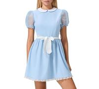 WAVDSYB Costume da donna per Halloween e Grady Twins, a maniche corte, colore blu, babydoll The Shining Twins, cosplay per feste (bianco, S)