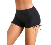 WAVDSYB Swim Shorts Women Boyshort Swim Bottoms Tummy Control Bathing Suit Bottoms Tankini Swimsuit Board Shorts(Solid Black,XL)