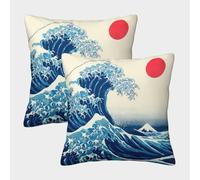 Wave Art-Japanese Ukiyo-e Style Federe Cuscini Per Divano Decorativa Available All Seasons Fodere Cuscino Set 2 Pezzi Moderni Del Divano Arredamento 40x40cm