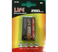 WAVE Batteria Ricaricabile 9 Volts Ni-MH 280 mAh Batteria Rettangolare Transistor 9V 280 mAh