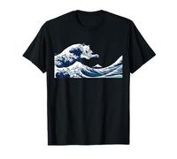 Wave Cat Parody Japanese Art Ocean Maglietta