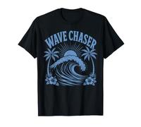 Wave Chaser Tropical Surf Oceano Tramonto Palma Spiaggia Vibes Maglietta