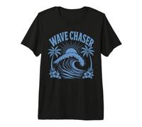Wave Chaser Tropical Surf Oceano Tramonto Palma Spiaggia Vibes Maglietta Premium
