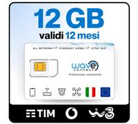 Wave Connect SIM solo dati a tripla rete (TIM, Vodafone, WindTre 12 GB | 12 MesI