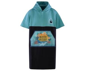 WAVE HAWAII Pahoa - Poncho da viaggio in 100% cotone, per uomo e donna, Nero, L/XL