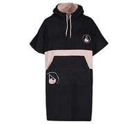WAVE HAWAII Barravento - Poncho da surf per corpi, 160 - 190 cm, 100% cotone ecologico, in velluto, per nuoto, spiaggia, surf, surf, poncho, poncho da bagno per uomo e donna, Nero, M