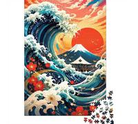 Wave Mountain Flower Puzzle da 1000 pezzi, gioco per interni, per adulti | cartone da 38 x 26 cm, per amanti dell'arte, regalo per amici, calma l'umore, vestibilità perfetta