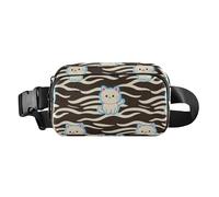 Wave Nero Bianco Animale Carino Gatto Elegante Fanny Pack Marsupio per Donna Uomo Mini con Cinturino Regolabile per Viaggi Shopping Corsa Bolsa de Cintura Para, Onda Nero Bianco Animale Carino Gatto