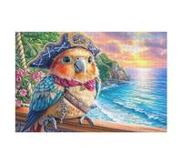 Wave Pirate Parrot Puzzle 1000 Pezzi Per Bambini Ragazzi Coast Wave Sunset Cartone Di Alta Qualità Atossico Attività Educativa Per Tempo Libero Scolastico Con Confezione Regalo 1000 PCS