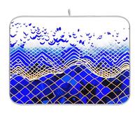 Wave Plaid Blu Astratto Modello di essiccazione piatto stuoia cucina contatore asciutto opaco per piatti resistente al calore mar microfibra piatto asciugatura mat xl 18 x 24