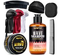 Wave Pomade per gli uomini Forte Tenuta Facile Lavaggio Crema Grasso, Shampoo Capelli Ondulati Idratazione Shampoo Promuove Onde Stratificate, Umidità, Spazzola Onde, Seta Du-rag Cap Set