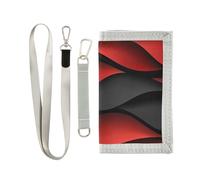 Wave Red Black San Valentino trifold mens portafoglio sottile per carte di credito minimalista leggero pieghevole portafogli con cordino billetera minimalista para hombre, onda rosso nero San