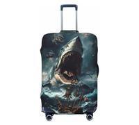 Wave Sailboat Shark Travel Luggage Covers - Elasticità Valigie Coperture Protector per bagagli 45-81 cm, Nero , x-large