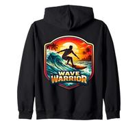 Wave Warrior Surfer Citazione Amante Surf Board Ocean Fun Felpa con Cappuccio