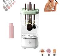 Wavearnn Electric Makeup Brush Cleaner, 2-in-1 Electric Makeup Brush Automatic Cleaner with Dryer-Holder, Fits All Brush Sizes, Portable Efficient Deep Clean (White)