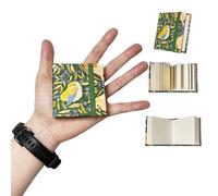 Waveaura Mini album da disegno da viaggio per acquerelli, 6 x 6 cm, con copertina in tessuto, 300 g/m², 63,5 kg, 20 fogli (300 g/m², motivo: uccello verde, 1 pezzo)