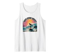 Waves Before Worries - T-shirt retrò con grafica Surf Sunset Canotta