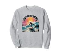 Waves Before Worries - T-shirt retrò con grafica Surf Sunset Felpa