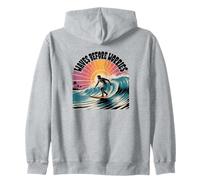 Waves Before Worries - T-shirt retrò con grafica Surf Sunset Felpa con Cappuccio
