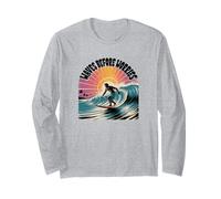 Waves Before Worries - T-shirt retrò con grafica Surf Sunset Maglia a Manica